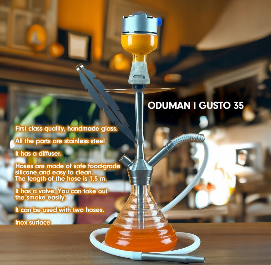 Oduman Gusto-35 Hookah – Premium Stainless Steel Shisha (37cm)
