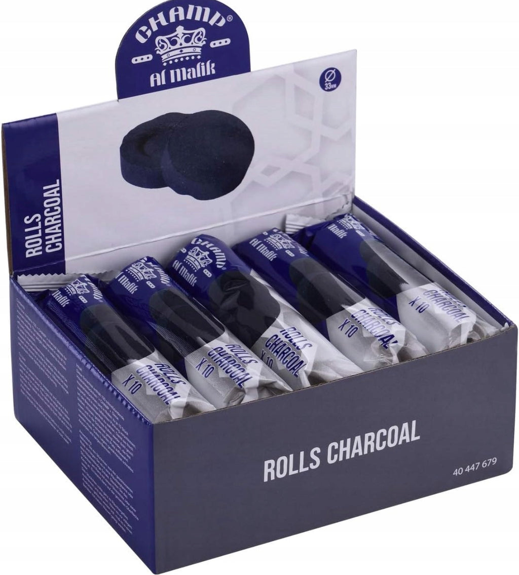 Hookah Charcoal 33mm – 100 Coals (10 Rolls) | Fast Ignition Shisha Coal