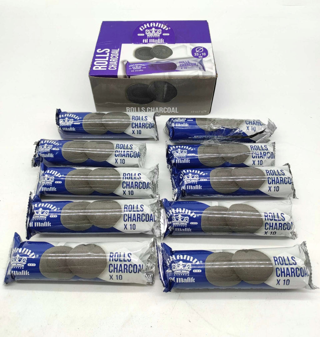 Hookah Charcoal 33mm – 100 Coals (10 Rolls) | Fast Ignition Shisha Coal